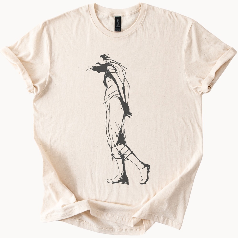 Abstract Wrapped Figure Graphic Tee Expressive Line Art Design